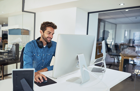 Man working on a computer at a desk